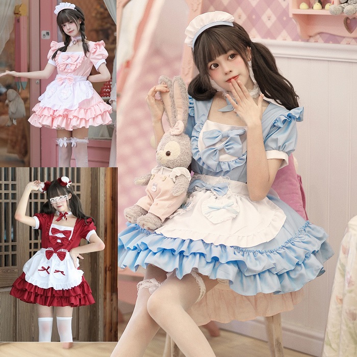 S～6L大きいサイズ★シェフコスプレ メイド服 ハロウィン衣装 可愛い 舞台 ワンピース　5set