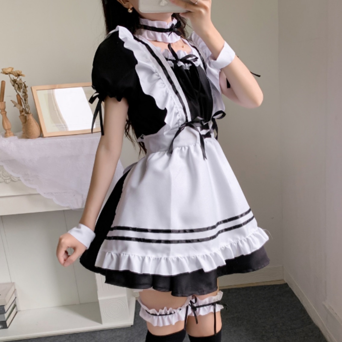 S～6L大きいサイズ★コスプレ メイド服 エプロン ロリータ クラシカル ゴスロリ ドレス ワンピース 6set