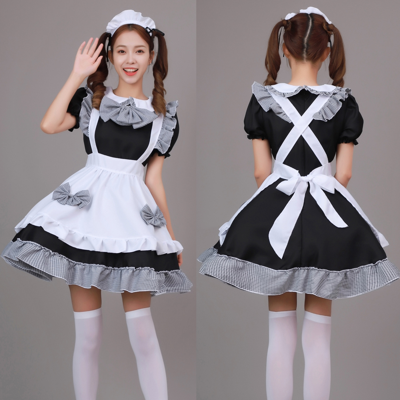 S～6L大きいサイズ★コスプレ メイド服 エプロン ロリータ クラシカル ゴスロリ 可愛い猫 ハロウィン 4set