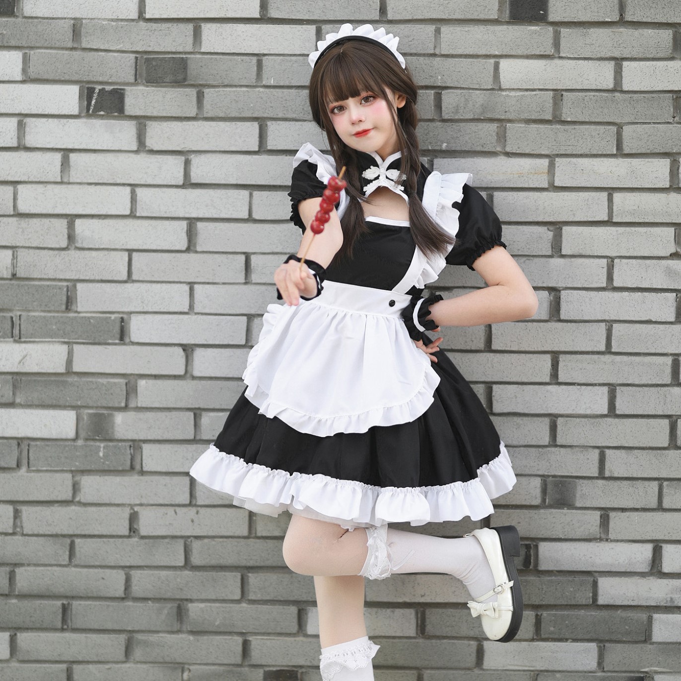 S～6L大きいサイズ★チャイナ風 胸元空き コスプレ メイド服 ハロウィン衣装 可愛い 舞台 ワンピース　5set