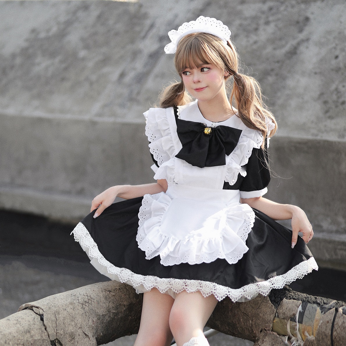 ★S～6L大きいサイズ★可愛い ロリータ メイド服 鈴リボン  ハロウン衣装 4set