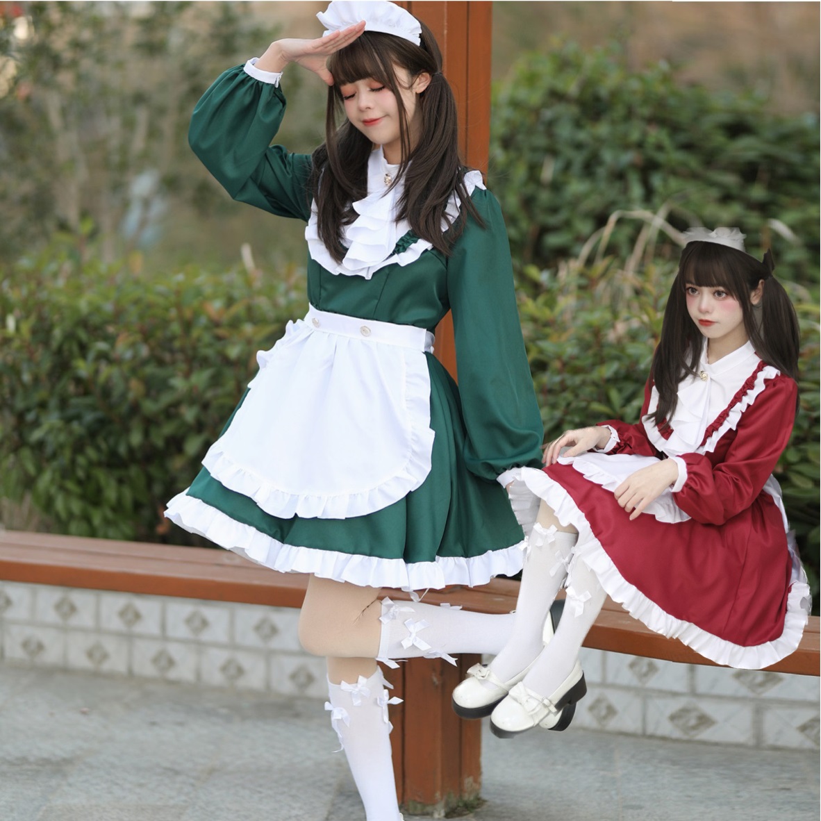 ★S～6L大きいサイズ★可愛い ロリータ メイド服 ハロウン衣装 バックティアード 長袖