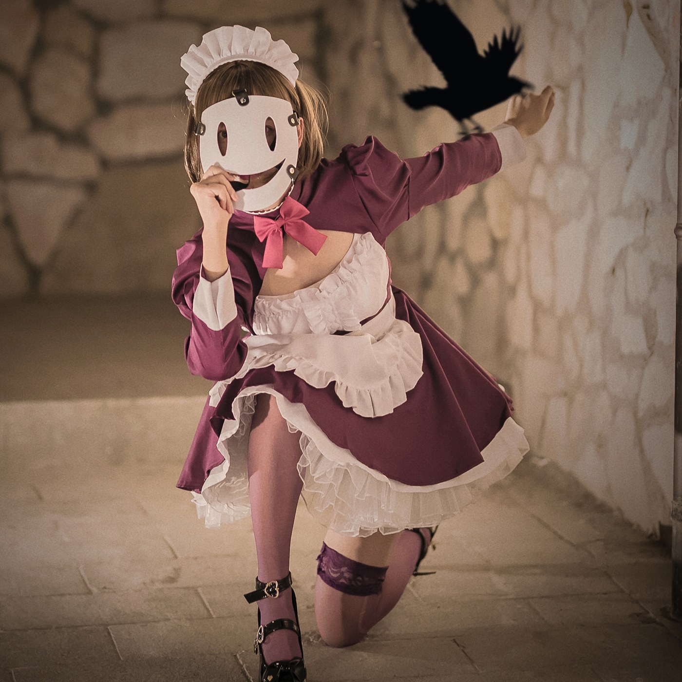S～6L大きいサイズ★コスプレ メイド服 エプロン 背中大胆開き　ハロウン衣装 アニメコスプレ4set