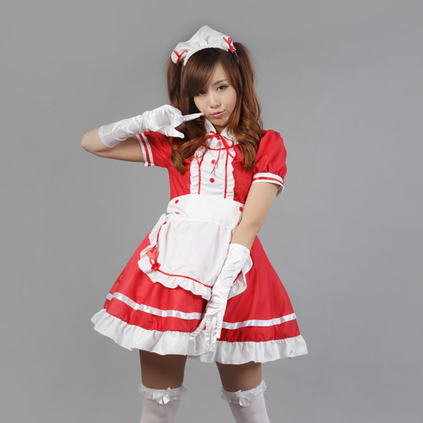 全6色★S～6L大きいサイズ★コスプレ メイド服 エプロン ロリータ クラシカル ゴスロリ ハロウィン 4set