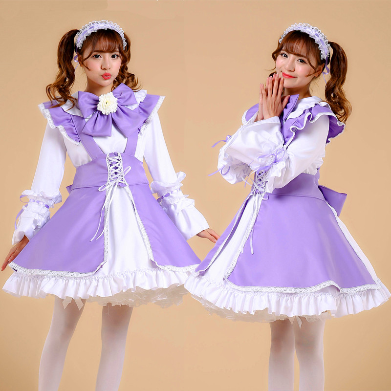 全8色★S～4L大きいサイズ★コスプレ メイド服 エプロン ロリータ クラシカル ゴスロリ ハロウィン 6set