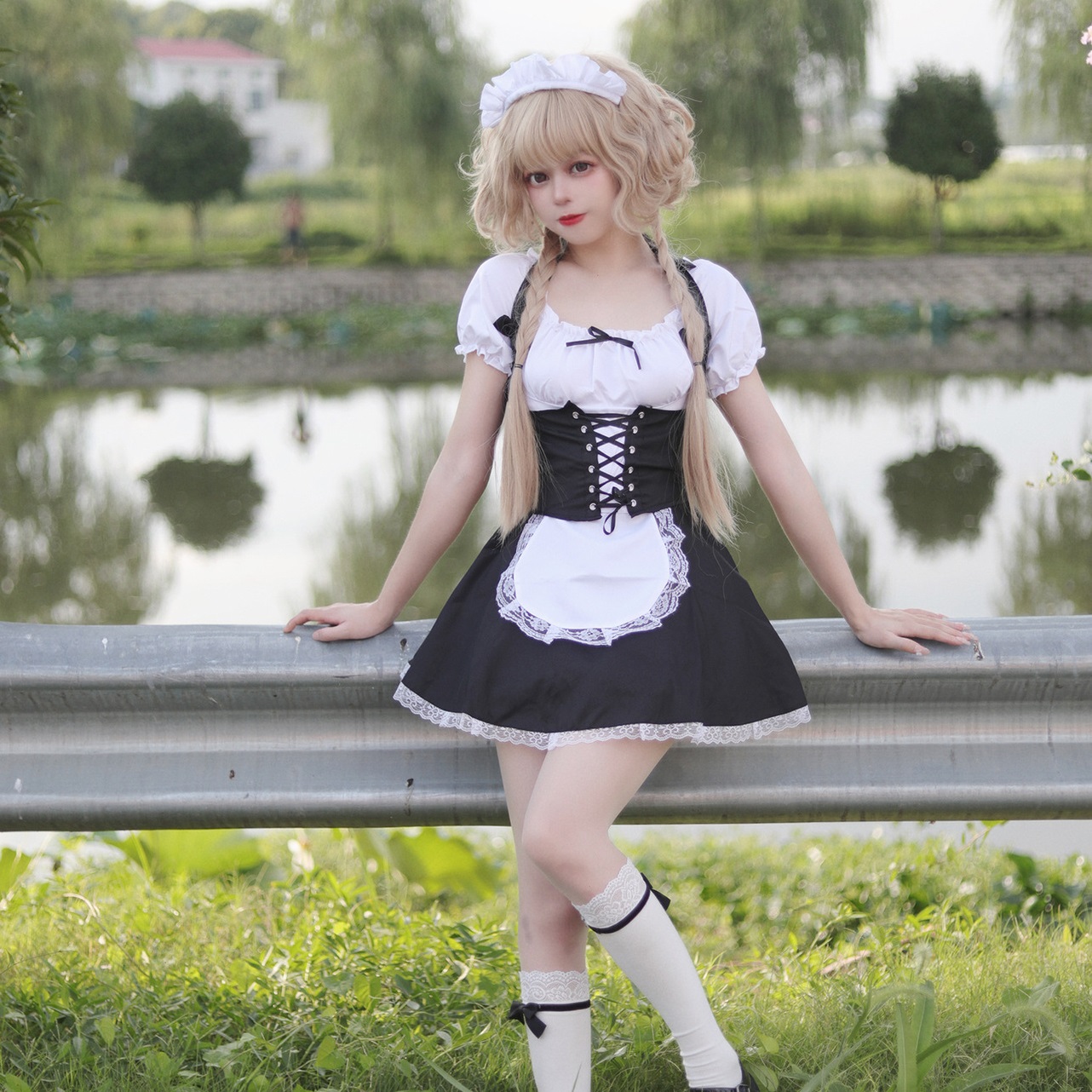 ★S～6L大きいサイズ★lolita コスプレ メイド服 エプロン クラシカル ゴスロリ  3set