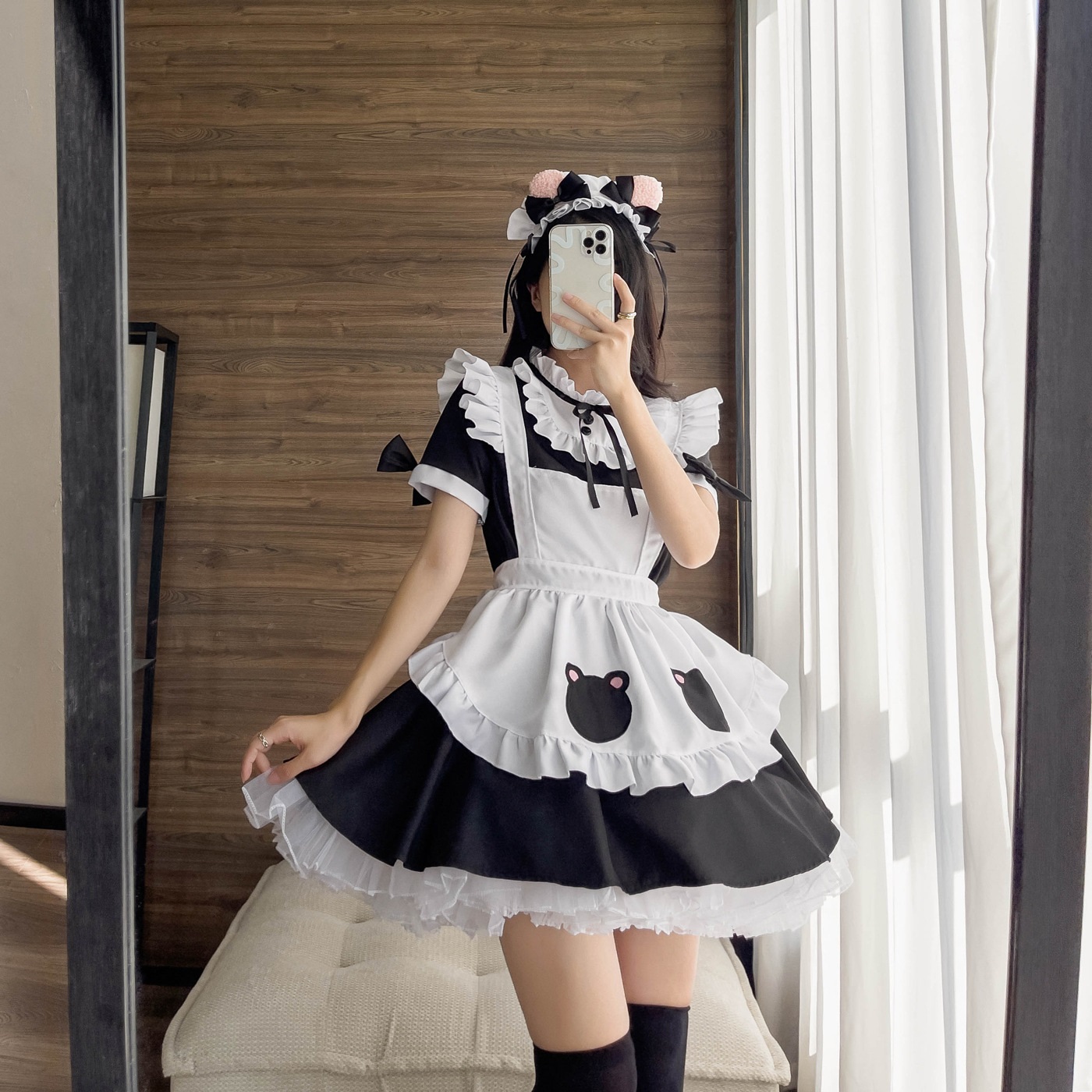 ★S～6L大きいサイズ★可愛い熊コスプレ メイド服 エプロン クラシカル ゴスロリ  3set