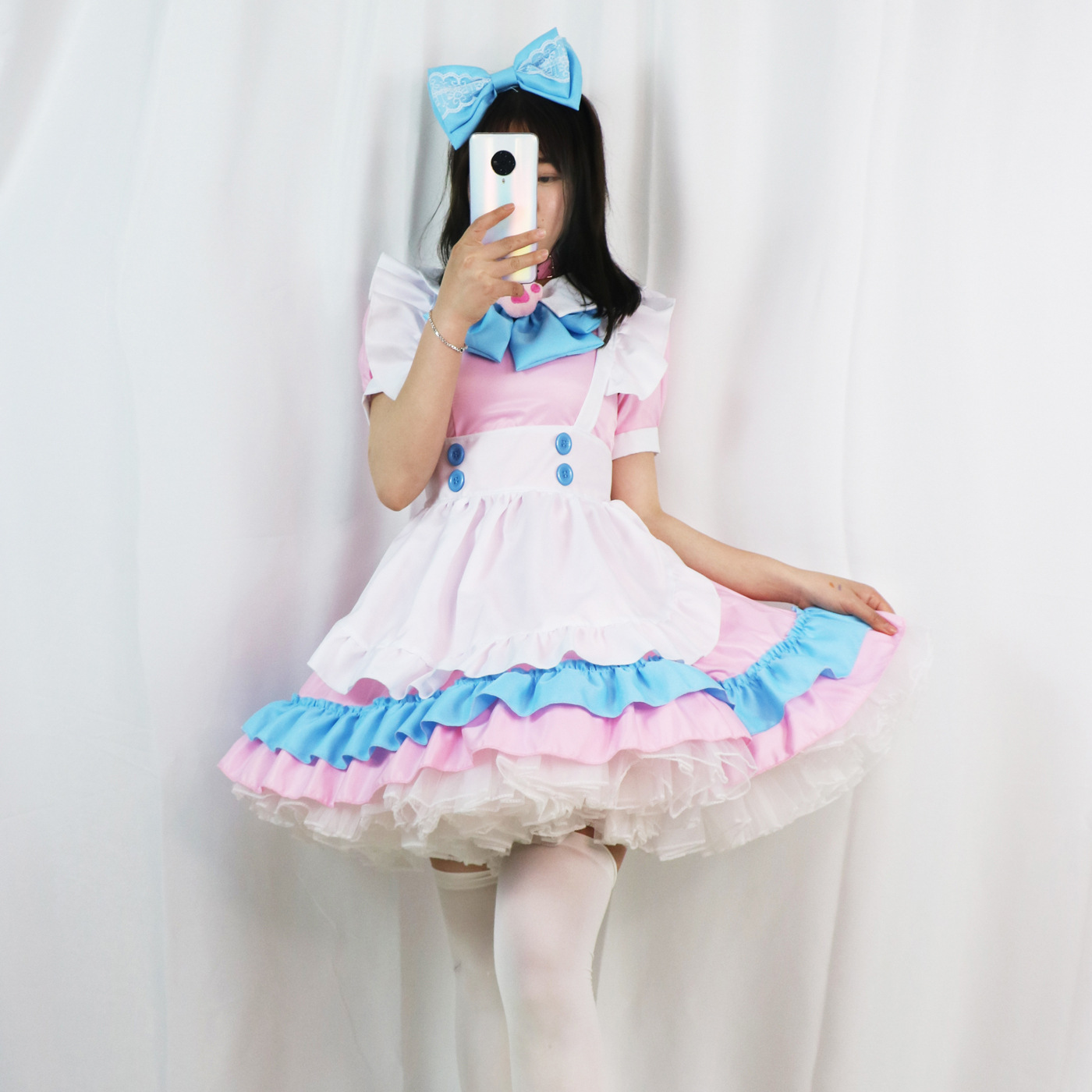 色追加　S～6L大きいサイズ★コスプレ メイド服 エプロン ロリータ クラシカル ゴスロリ ドレス ワンピース 4set