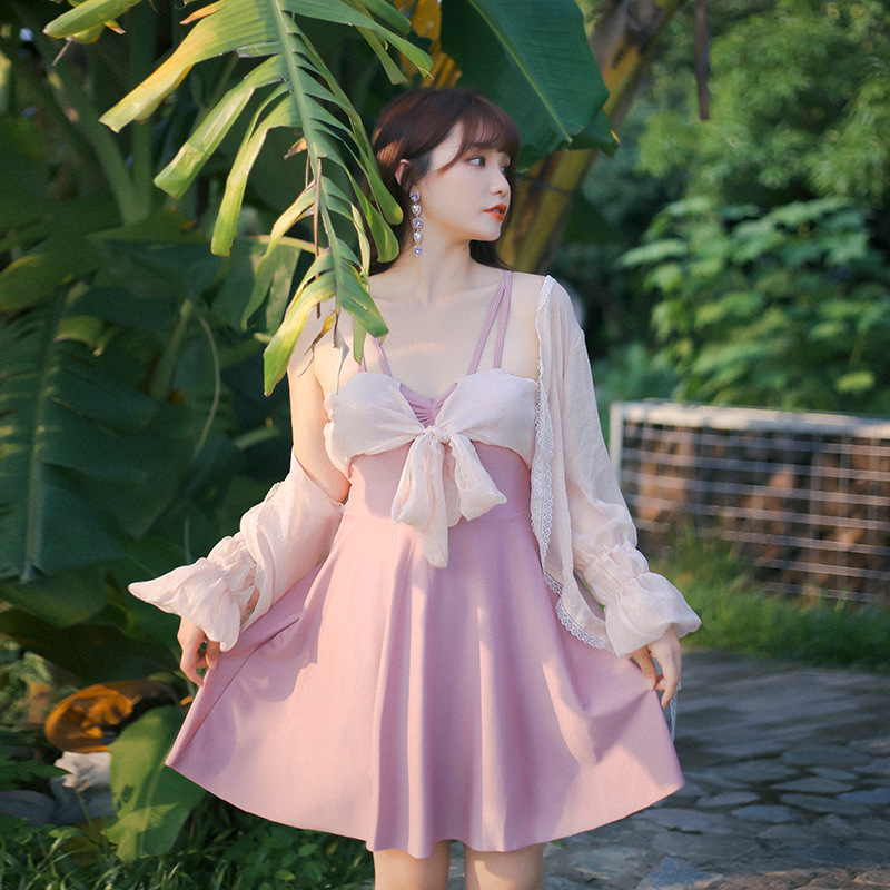 品質保証！大きいサイズ3L～7L★水着 水泳 海水浴 ビーチ カーディガン ワンピース ショーツ3点セット