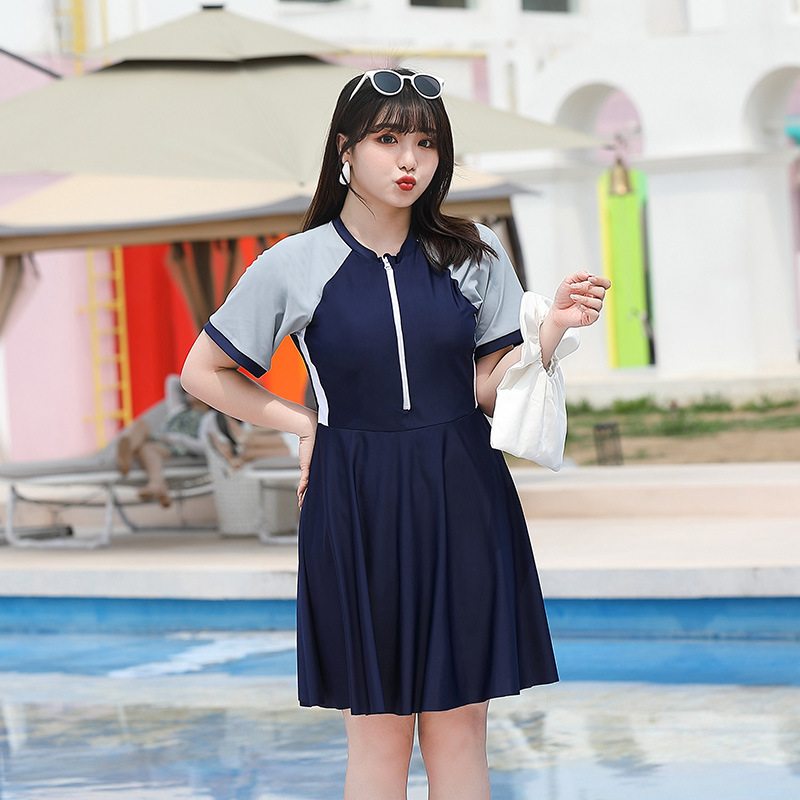 ！大きいサイズ4L～10L★水着 水泳 海水浴 ビーチ 配色ワンピース水着