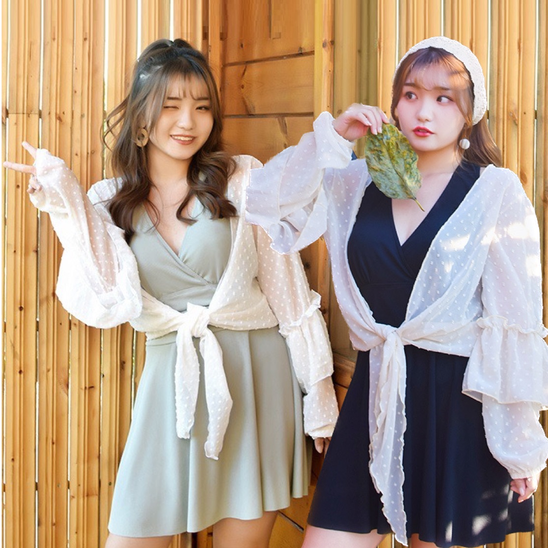 2022新作大きいサイズ3L～7L★水着 水泳 海水浴 ビーチ ドット柄カーディガン ワンピース ショーツ3set