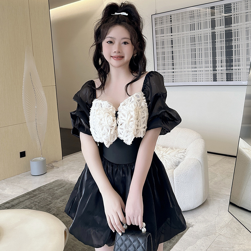 2L～6L★水着 水泳 海水浴 ビーチ　胸元可愛いリボン　上品ツヤ感ワンピース 水着