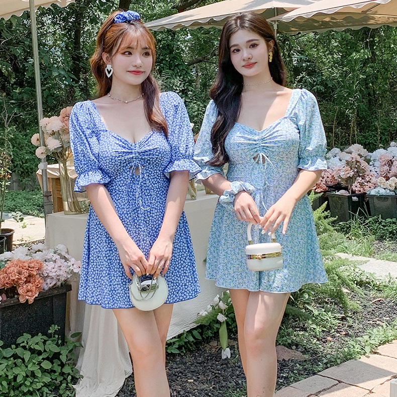 品質保証！2L～6L★水着 水泳 海水浴 ビーチ  花柄ワンピース ショットパンツ 2set