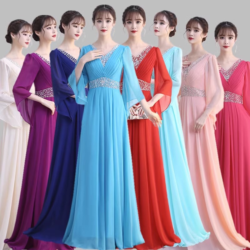 ★パーティー  結婚式 披露宴 ステージ 司会 演奏会 キラキラスパンコール入りフォンロングシドレス