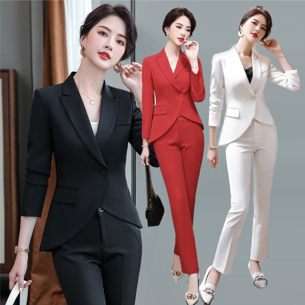 ★S～5L★ OL 通勤 オフェス パーティー 司会  きれいめ イレギュラーフレアジャケット スーツセット
