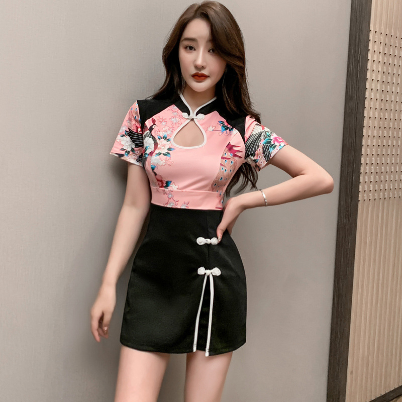 ★S～4L★キャバドレス キャバ嬢 胸元空き　胸谷セクシー　ワンピースショーツ 2set