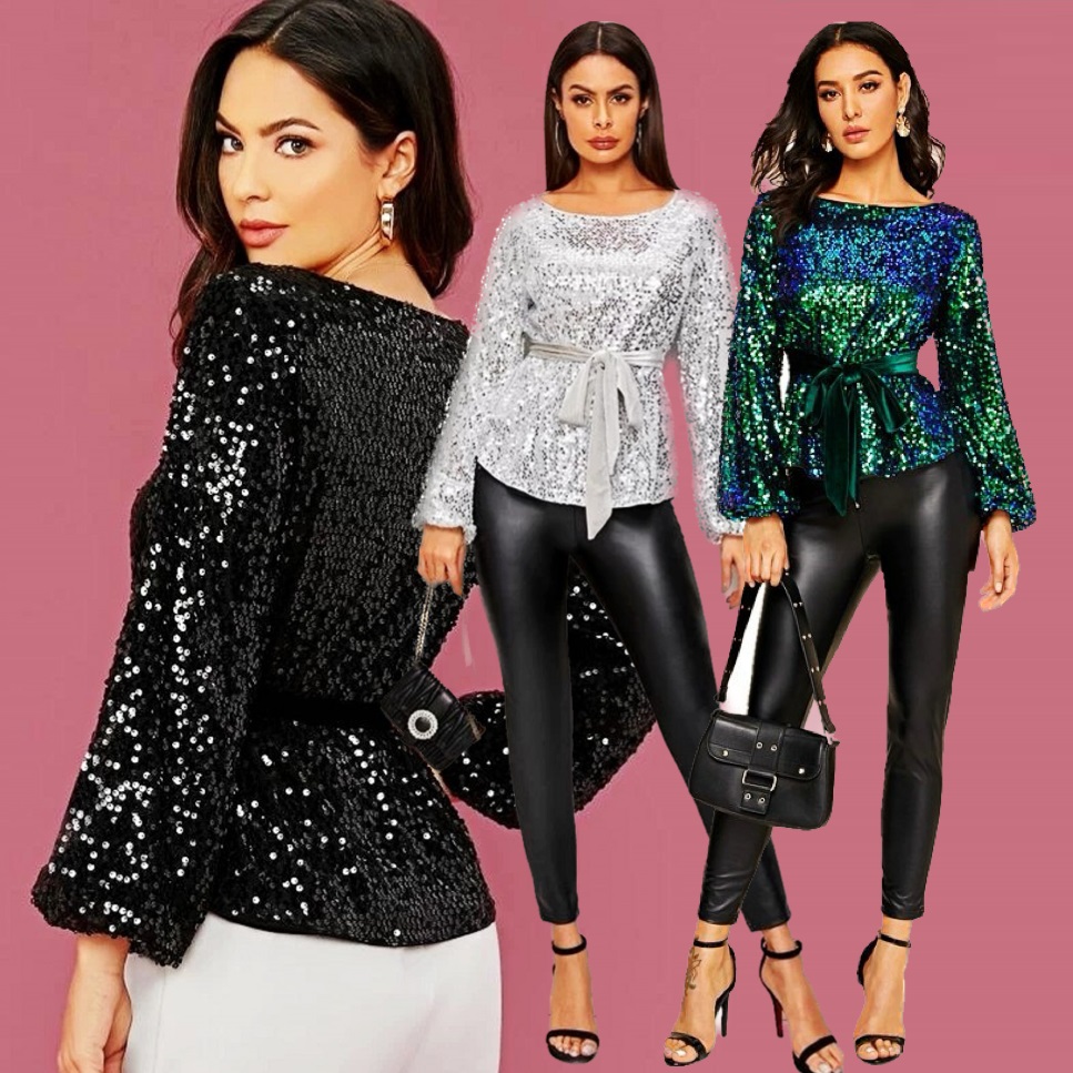 3COLOR★S～3L★4L相当 ゆったり 大きいサイズ　ステージ DJ 出かけ　キラキラスパンコールトップス