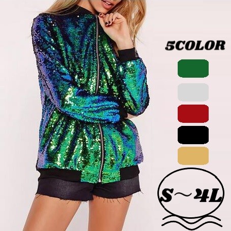 5COLOR★S～4L★5L相当 ゆったり 大きいサイズ　ステージ DJ 出かけ　キラキラスパンコールトップス