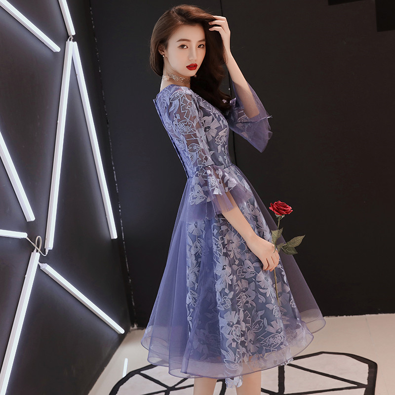 ★パーティー 二次会 結婚式 披露宴 ステージ 司会 演奏会 上品感花柄レース　ドレス