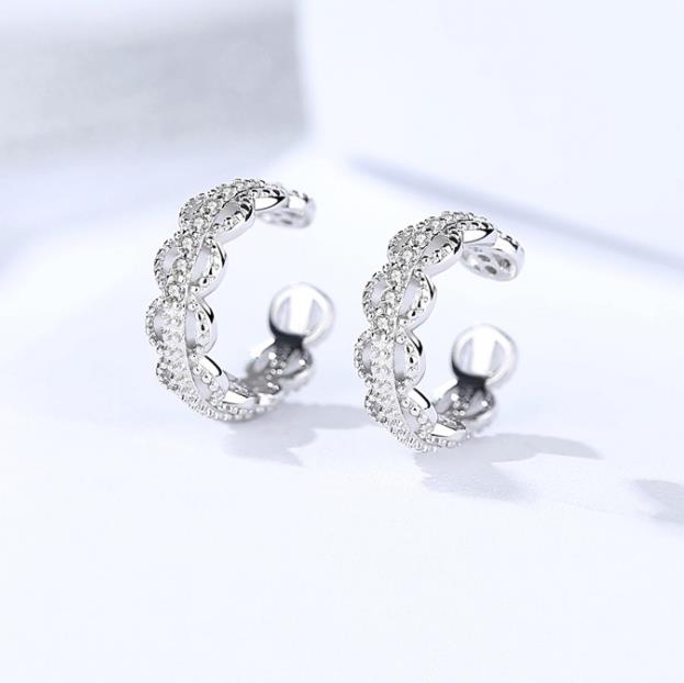 ピアス   誕生日プレゼント プラチナ仕上 シルバー925 お呼ばれ イヤーカフス簡単挟むだけイヤリング風