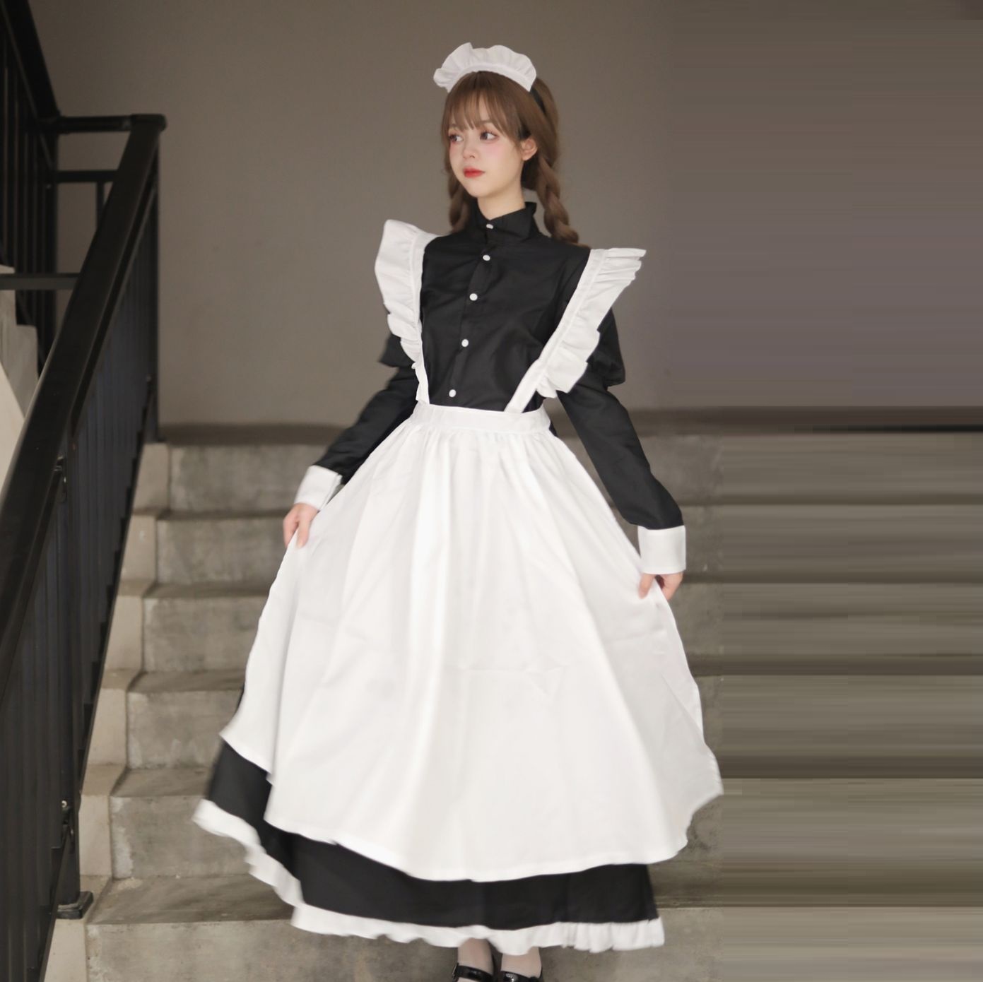 M～4L大きいサイズ★男女兼用 コスプレ メイド服 エプロン ロリータ クラシカル ゴスロリ  ワンピース