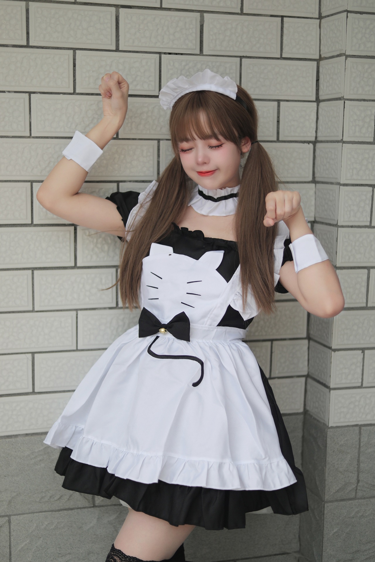 S～6L大きいサイズ★コスプレ メイド服 エプロン ロリータ クラシカル ゴスロリ 可愛い猫 ハロウィン 5set