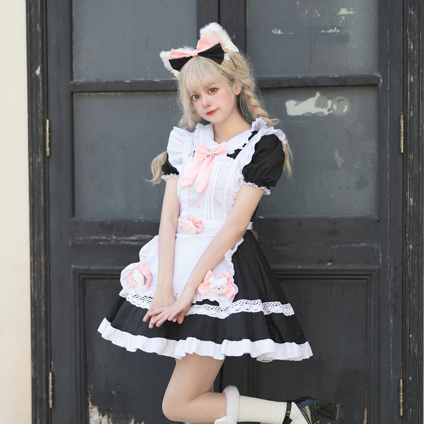 S～6L大きいサイズ★シェフコスプレ メイド服 ハロウィン衣装 可愛い 舞台 ワンピース  贅沢7set