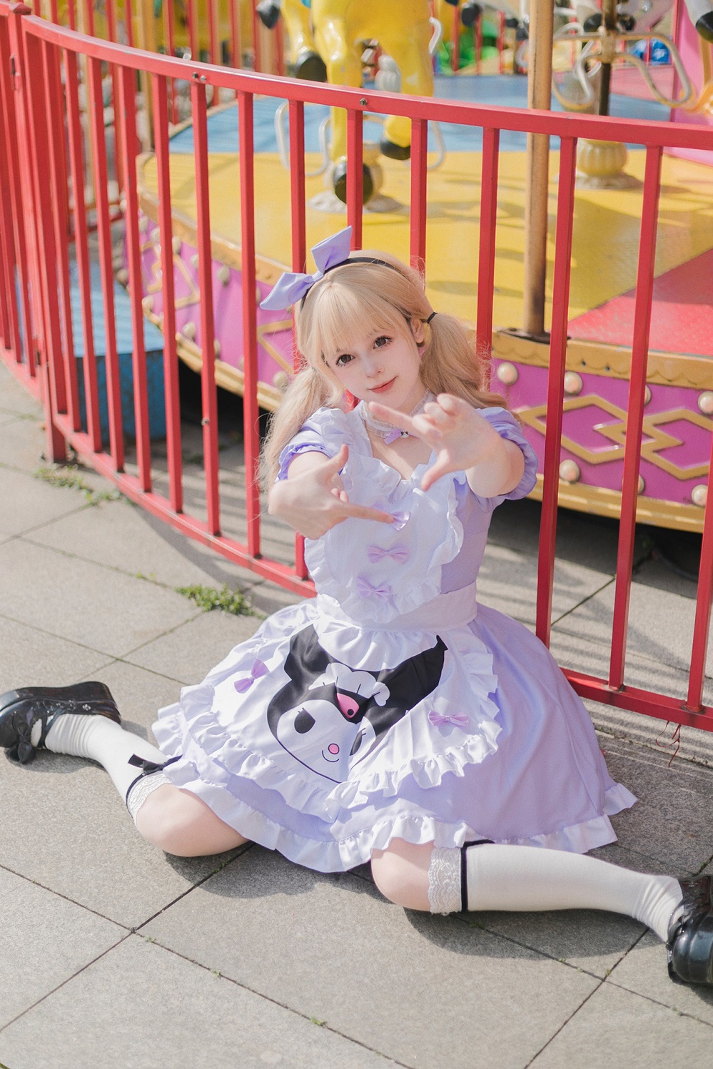 S～6L大きいサイズ★コスプレ メイド服  エプロン バイカラー  Max可愛い　コスプレ 5set