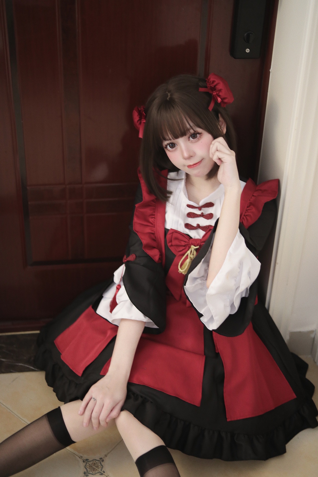 S～6L大きいサイズ★コスプレ メイド服 クラシカル エプロン チャイナ風　コスプレ 5set