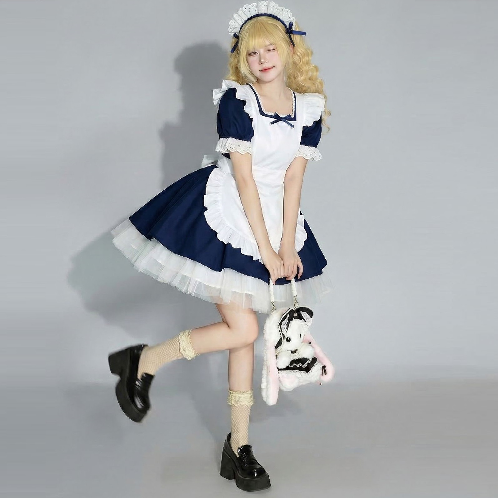 S～6L大きいサイズ★コスプレ メイド服 エプロン ロリータ クラシカル ゴスロリ ハロウィン 3set