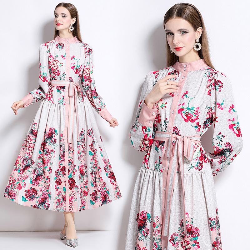 2026新作★M～3L★パーティー 二次会 結婚式 披露宴 可愛いリボン 花柄プリントロングドレスワンピース