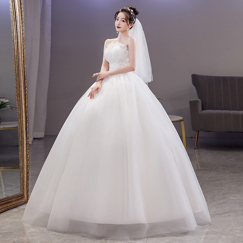 XＳ～5Ｌ 結婚式 二次会  花嫁 ウェディングドレス プリンセスドレス 白ドレス 編み上げロングドレス