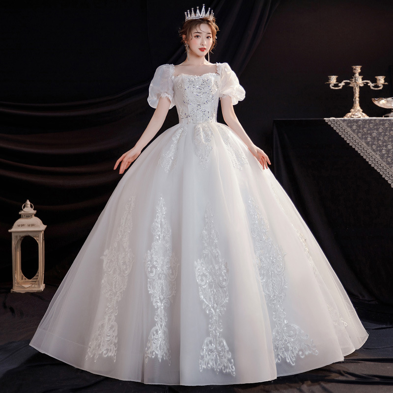 Ｓ～10Ｌ 結婚式 二次会  花嫁 ウェディングドレス プリンセスドレス 白ドレス 編み上げロングドレス