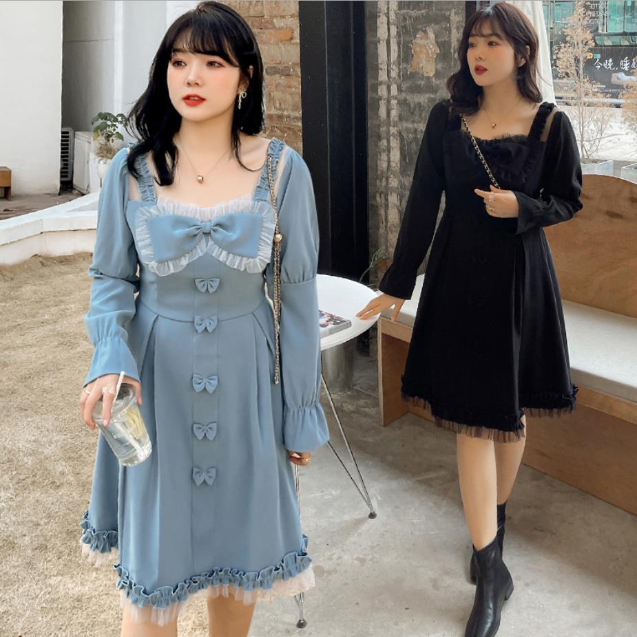 即納　２L～５L 大きいサイズ★ぽっちゃりさん 大人可愛い フロントリボン　ワンピース
