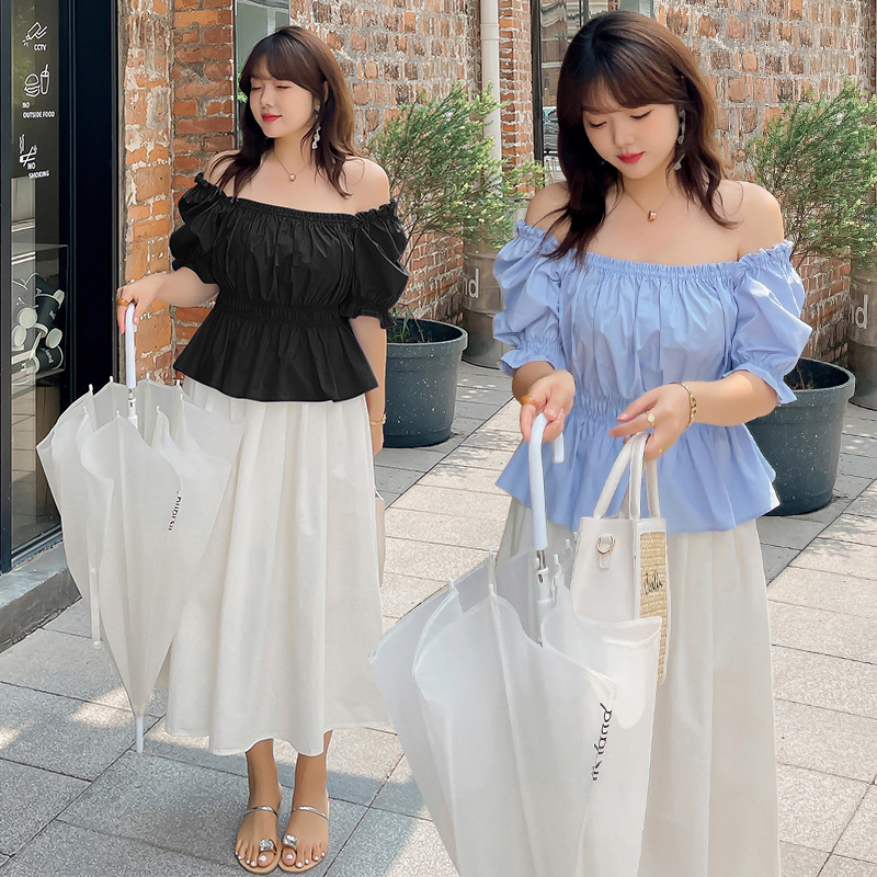 ★L～5L 大きいサイズ★スクエアネック ボートネック 2WAY着 ウエストゴムシャツブラウス