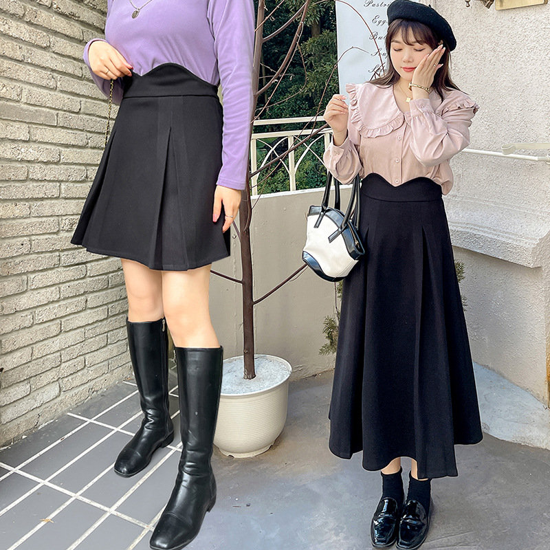 ★2L～5L 大きいサイズ 厚手 ラシャスカートハイウエスト ショートスカート ロングスカート