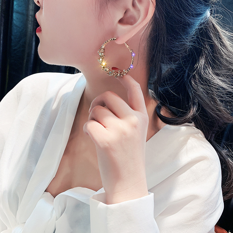 ピアス クリスマス  プレゼント  アレルギー防止シルバー925軸 大きめ キラキラ リングピアス