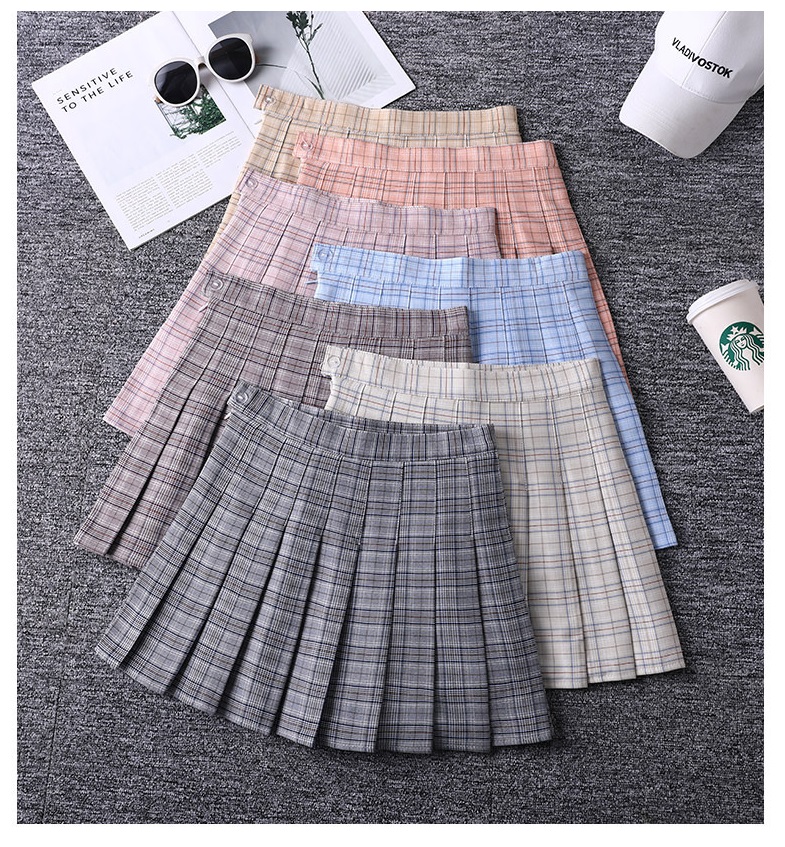 全6COLOR★S～4L★見せパン付き 可愛いチエック柄プリーツスカート