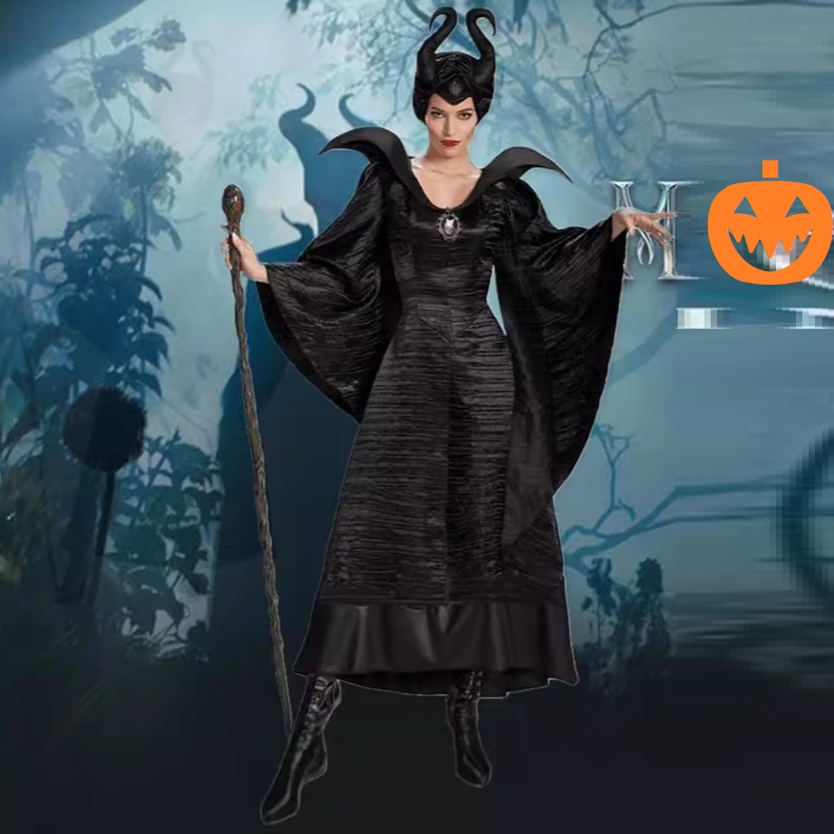 S～4L★ ハロウィン 黒魔女 マレフィセント風 コスプレ衣装 女巫コスチューム cosplay