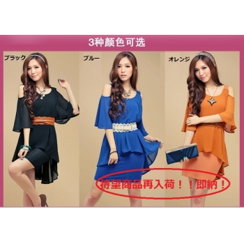 ★大きいサイズ・全3色★異素材　重ねる風　ワンピース#55069