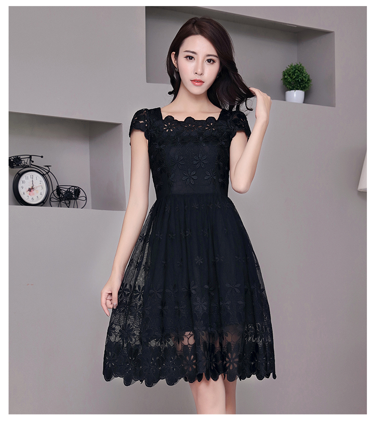 特価！S★出かけ　パーティー　二次会　上品花柄刺繍　ドレス　ワンピース