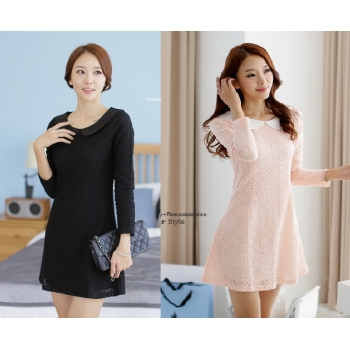 特価★春秋に欠かせない　上品　優雅　長袖　総レースワンピース #9228