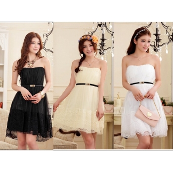 特価★大きいサイズ★チュール・レース切替ドレス　ワンピース#9500