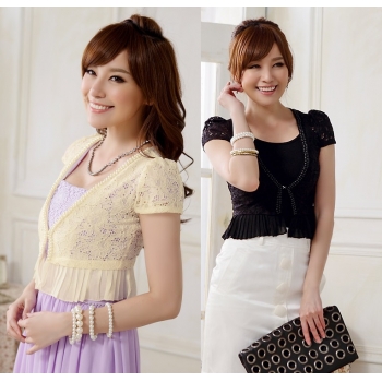 特価！結婚式　パーティー　ドレス　大人上品Ｖネック　花柄レース　シフォンプリーツ　 ボレロ#9616