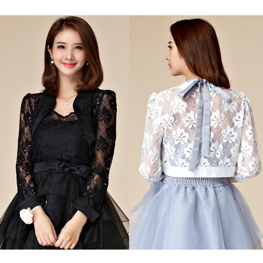 2L★パーティードレス　万能　ストレッチ　花柄レース　ボレロ　カーディガン