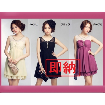 特価★上品レース　シフォン切替　ドレス#98191