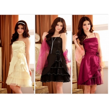 特価★4段オーガンジーシンフレア　ドレス　ワンピース