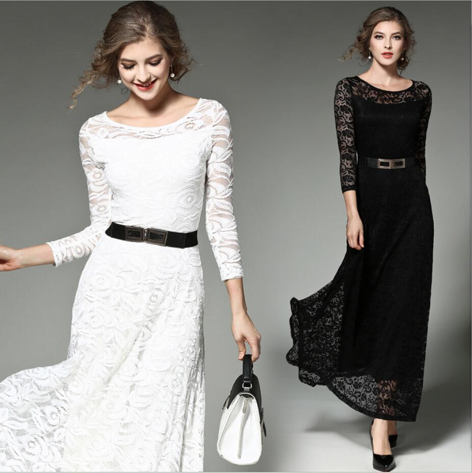 特価　M　L★パーティー 二次会 結婚式 披露宴 美人スタイル ベルト付き 半袖 七分袖 花柄総レースドレス