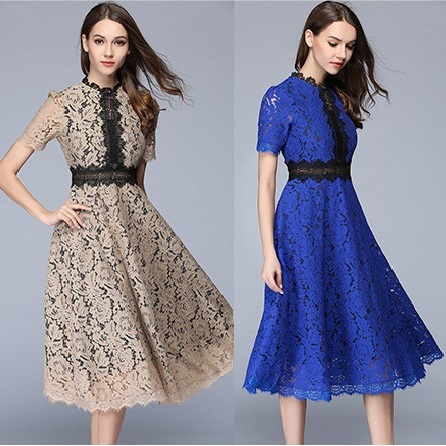 ★S～3L★パーティー 二次会 結婚式 披露宴 華やか 配カラー 総レース ドレスワンピース