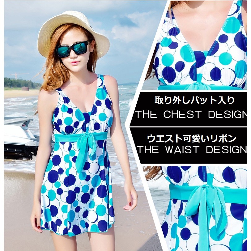 品質保証！大きいサイズL～6L★可愛い花柄  幾何柄 ドット柄 体型カバー ワンピース水着　海水浴 温泉 水泳